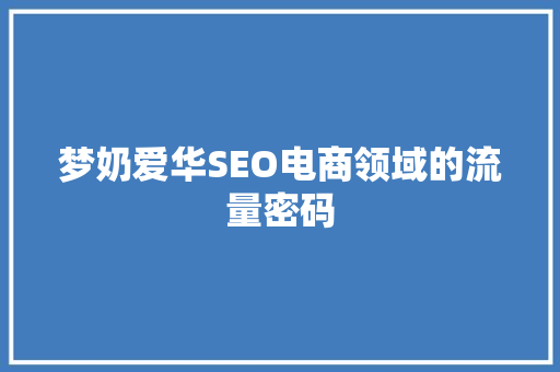 梦奶爱华SEO电商领域的流量密码