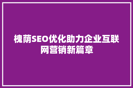 槐荫SEO优化助力企业互联网营销新篇章