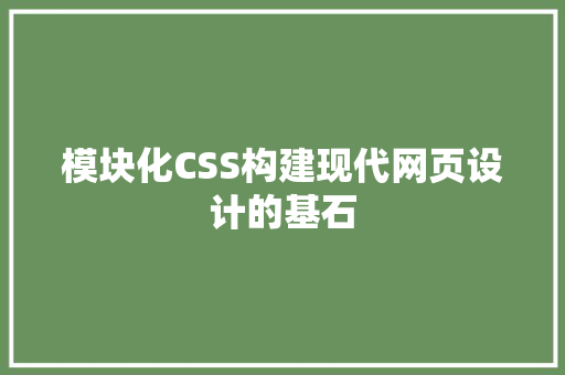 模块化CSS构建现代网页设计的基石