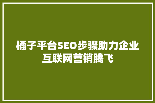 橘子平台SEO步骤助力企业互联网营销腾飞