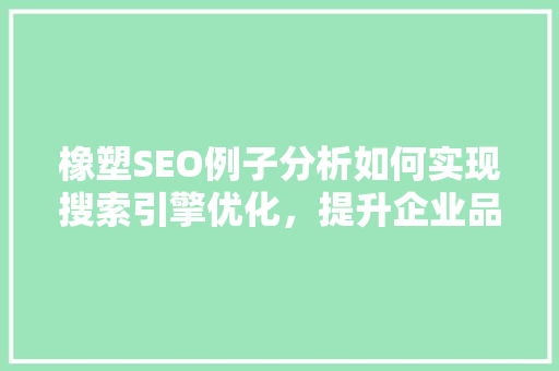 橡塑SEO例子分析如何实现搜索引擎优化，提升企业品牌影响力