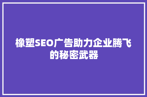 橡塑SEO广告助力企业腾飞的秘密武器