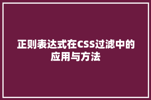 正则表达式在CSS过滤中的应用与方法