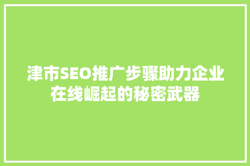 津市SEO推广步骤助力企业在线崛起的秘密武器