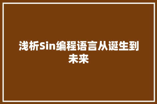 浅析Sin编程语言从诞生到未来