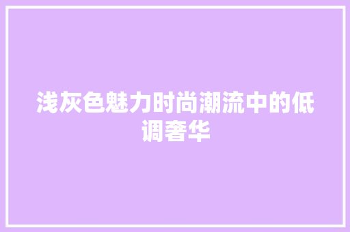 浅灰色魅力时尚潮流中的低调奢华