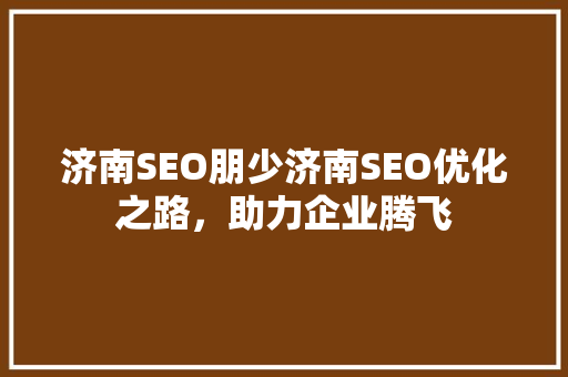 济南SEO朋少济南SEO优化之路，助力企业腾飞