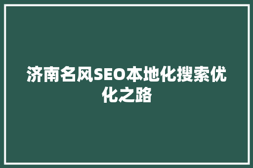 济南名风SEO本地化搜索优化之路