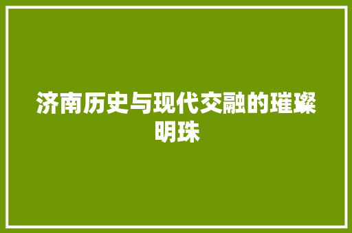 济南历史与现代交融的璀璨明珠