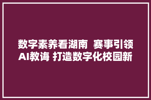 数字素养看湖南  赛事引领AI教诲 打造数字化校园新范本