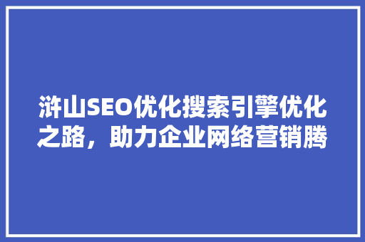 浒山SEO优化搜索引擎优化之路，助力企业网络营销腾飞