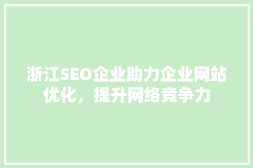 浙江SEO企业助力企业网站优化，提升网络竞争力