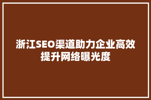 浙江SEO渠道助力企业高效提升网络曝光度