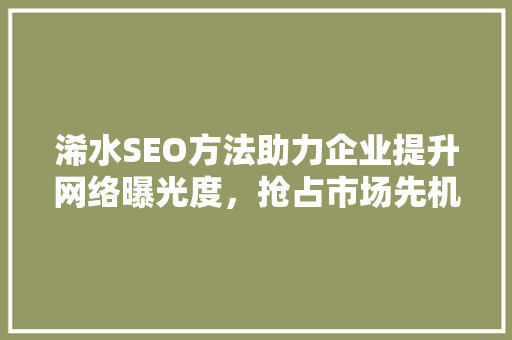 浠水SEO方法助力企业提升网络曝光度，抢占市场先机