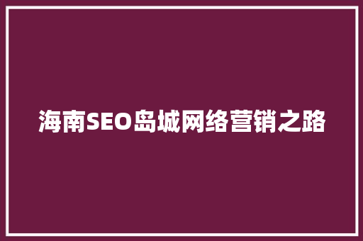 海南SEO岛城网络营销之路