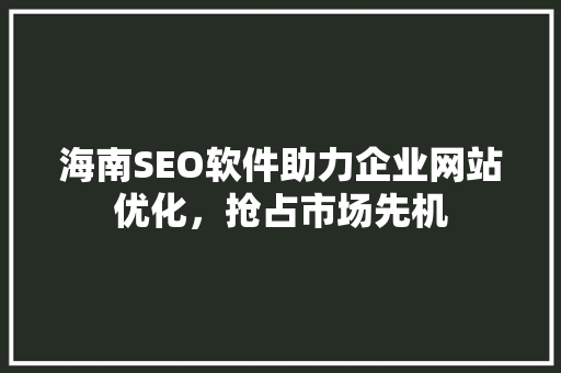 海南SEO软件助力企业网站优化，抢占市场先机