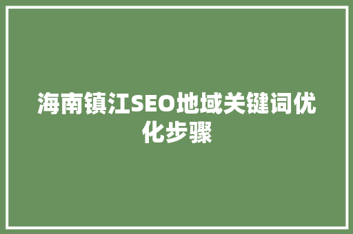 海南镇江SEO地域关键词优化步骤