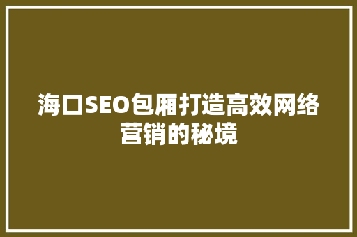 海口SEO包厢打造高效网络营销的秘境