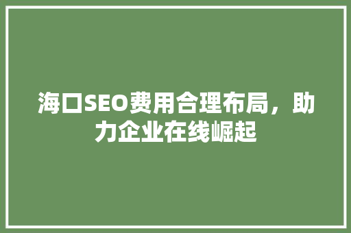 海口SEO费用合理布局，助力企业在线崛起