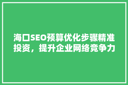 海口SEO预算优化步骤精准投资，提升企业网络竞争力