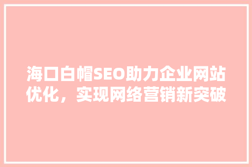 海口白帽SEO助力企业网站优化，实现网络营销新突破