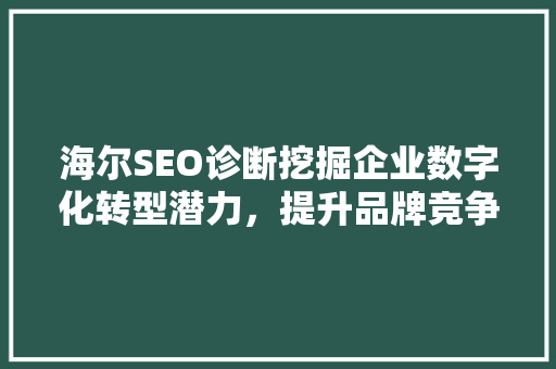 海尔SEO诊断挖掘企业数字化转型潜力，提升品牌竞争力