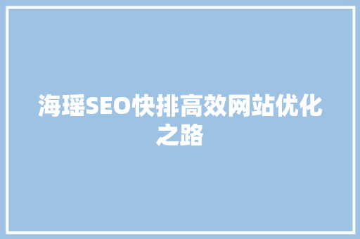 海瑶SEO快排高效网站优化之路