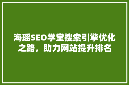 海瑶SEO学堂搜索引擎优化之路，助力网站提升排名