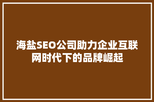 海盐SEO公司助力企业互联网时代下的品牌崛起