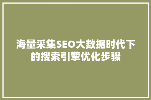 海量采集SEO大数据时代下的搜索引擎优化步骤