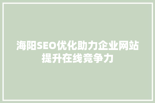 海阳SEO优化助力企业网站提升在线竞争力