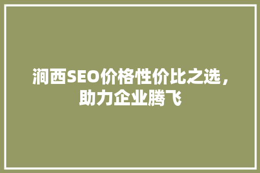 涧西SEO价格性价比之选，助力企业腾飞