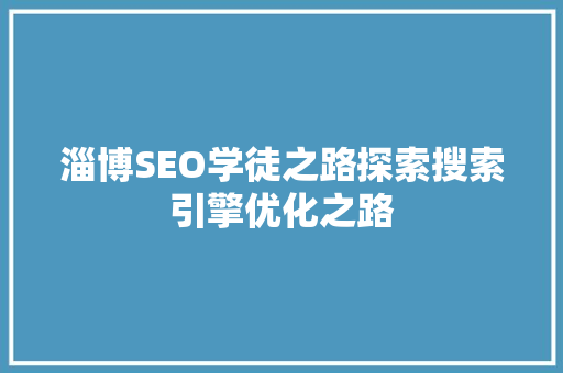 淄博SEO学徒之路探索搜索引擎优化之路