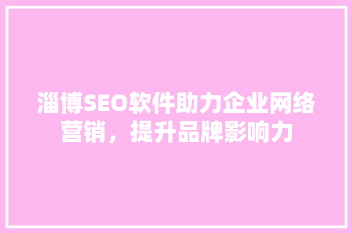 淄博SEO软件助力企业网络营销，提升品牌影响力