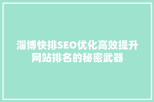 淄博快排SEO优化高效提升网站排名的秘密武器