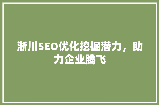 淅川SEO优化挖掘潜力，助力企业腾飞