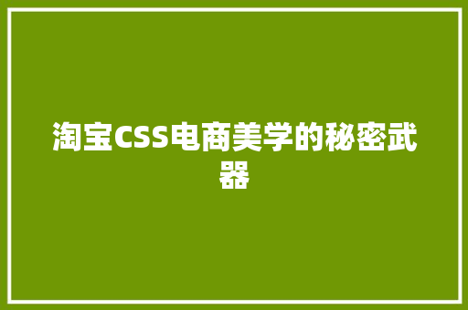 淘宝CSS电商美学的秘密武器