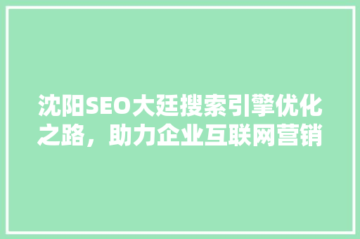 沈阳SEO大廷搜索引擎优化之路，助力企业互联网营销