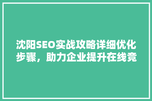 沈阳SEO实战攻略详细优化步骤，助力企业提升在线竞争力