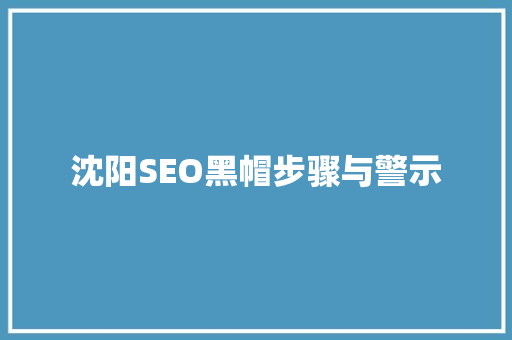 沈阳SEO黑帽步骤与警示