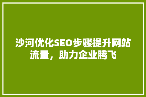 沙河优化SEO步骤提升网站流量，助力企业腾飞