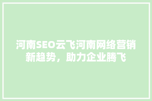 河南SEO云飞河南网络营销新趋势，助力企业腾飞