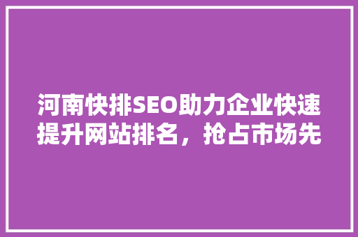 河南快排SEO助力企业快速提升网站排名，抢占市场先机