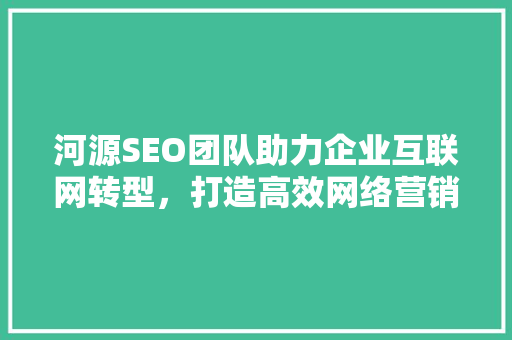 河源SEO团队助力企业互联网转型，打造高效网络营销步骤