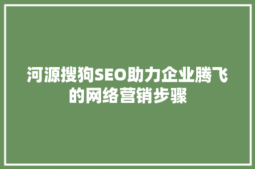 河源搜狗SEO助力企业腾飞的网络营销步骤