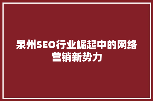 泉州SEO行业崛起中的网络营销新势力