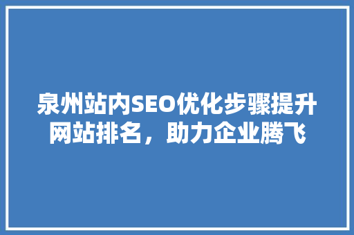 泉州站内SEO优化步骤提升网站排名，助力企业腾飞