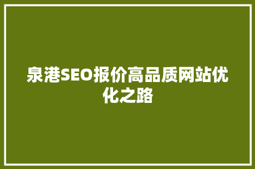 泉港SEO报价高品质网站优化之路