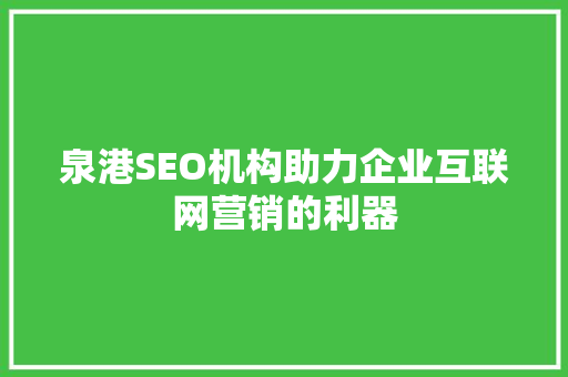 泉港SEO机构助力企业互联网营销的利器