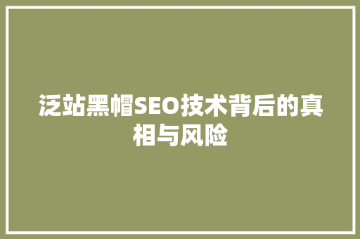 泛站黑帽SEO技术背后的真相与风险